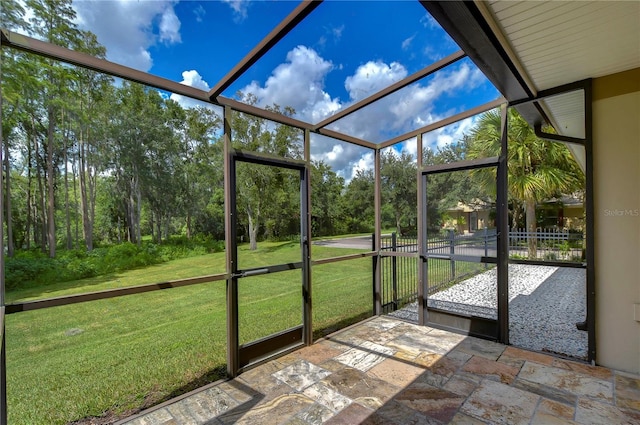 view of unfurnished sunroom