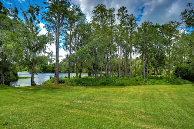 view of yard featuring a water view