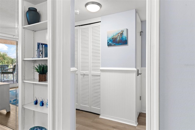 hall featuring light hardwood / wood-style flooring