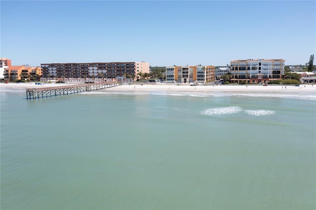 property view of water featuring a view of the beach