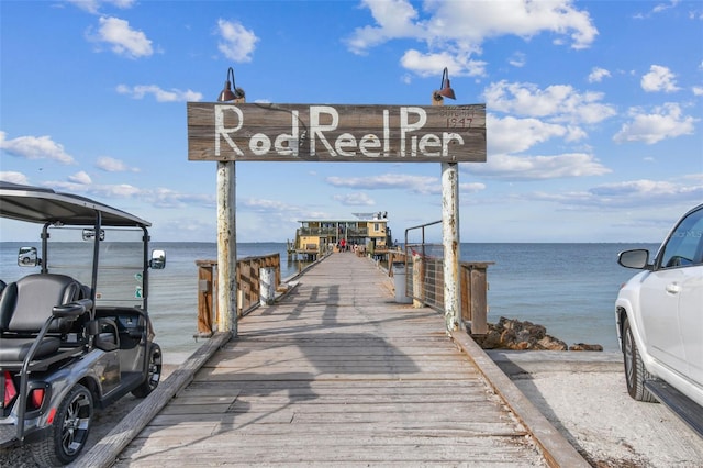 dock area featuring a water view