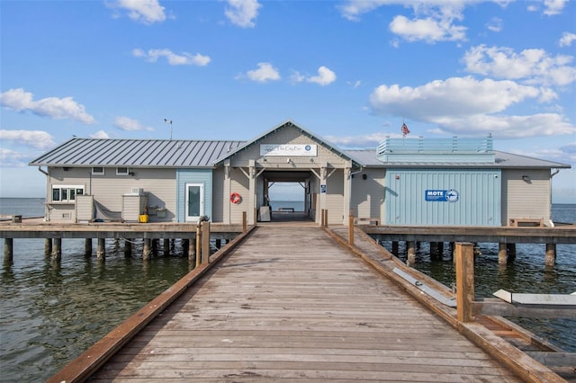 dock area featuring a water view