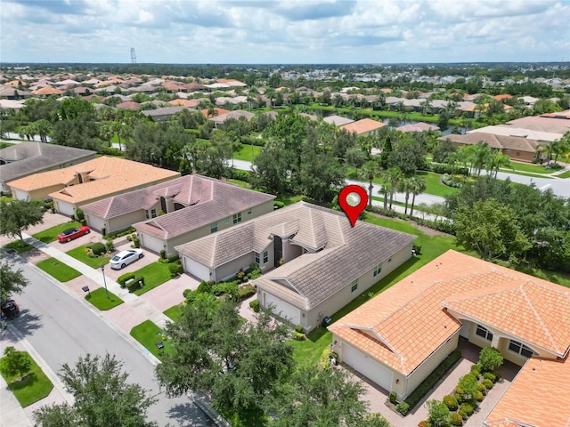 drone / aerial view with a residential view