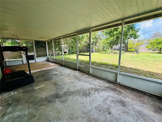 view of unfurnished sunroom