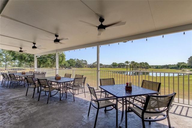 view of patio / terrace featuring ceiling fan