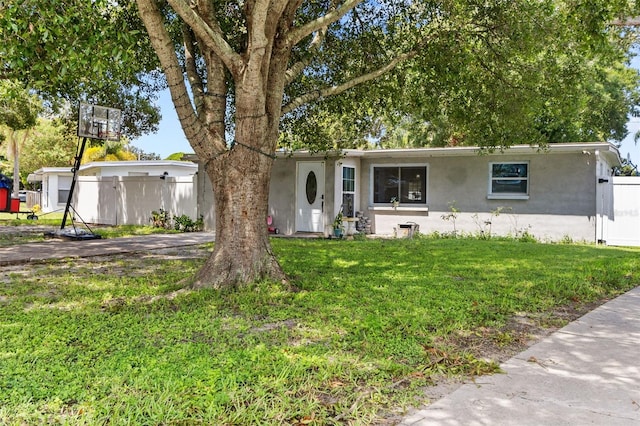 view of front of home with a front yard