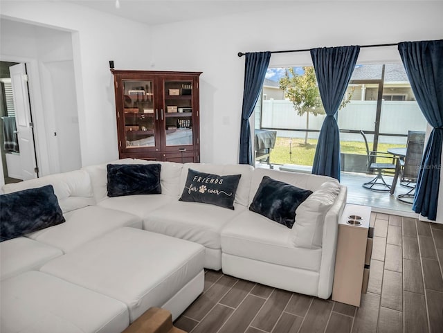 living area featuring wood finish floors