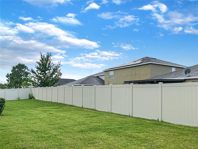 view of yard featuring a fenced backyard