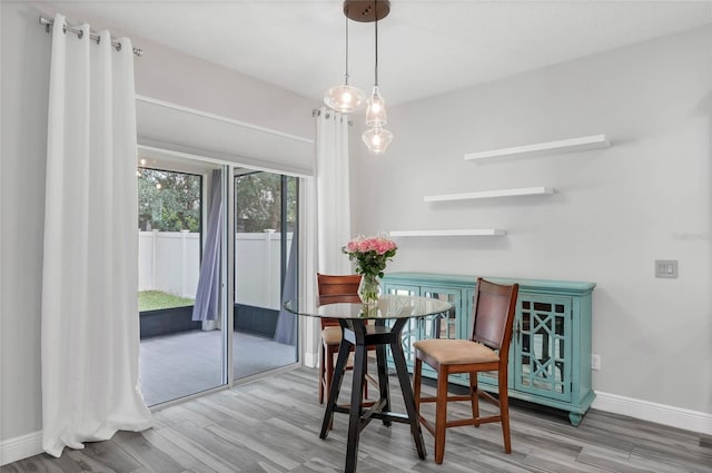 dining space featuring hardwood / wood-style floors