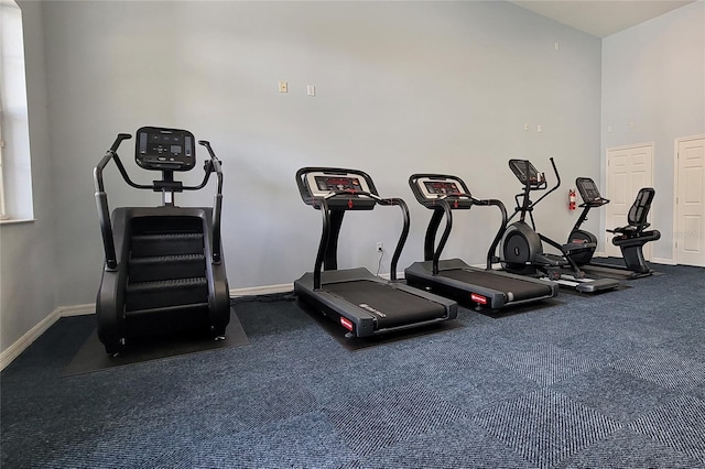 exercise room featuring carpet