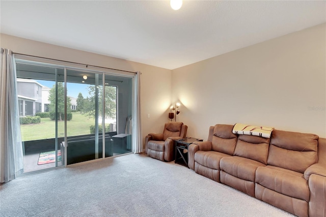 living room with carpet flooring