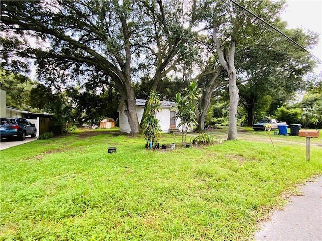 view of yard with an outdoor structure