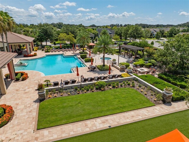 view of pool with a gazebo and a patio