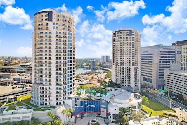 view of city with a water view