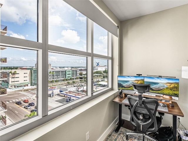 office with hardwood / wood-style flooring