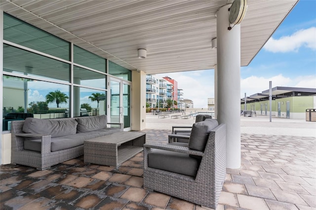 view of patio featuring an outdoor hangout area