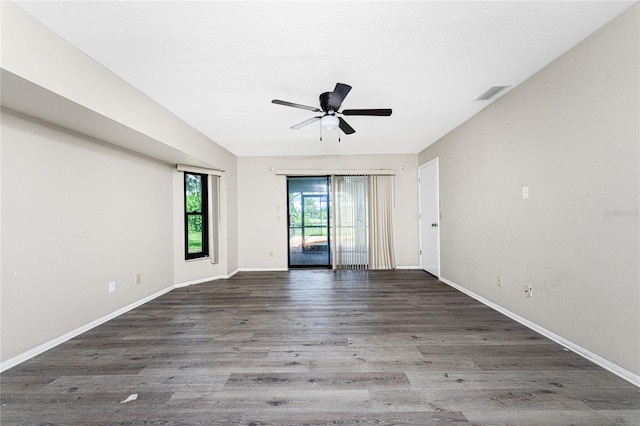 spare room featuring ceiling fan and wood-type flooring