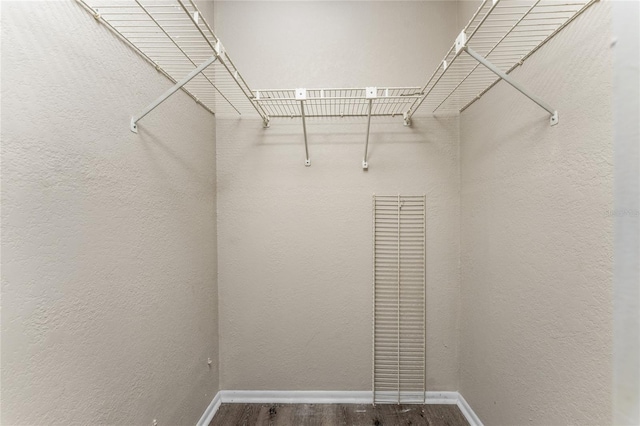 walk in closet with hardwood / wood-style flooring