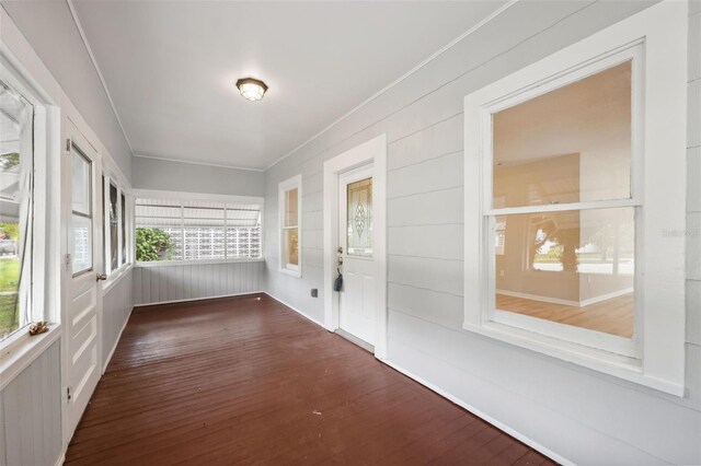 view of unfurnished sunroom