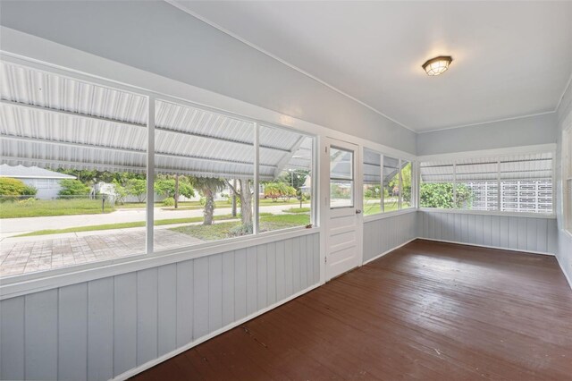 view of unfurnished sunroom