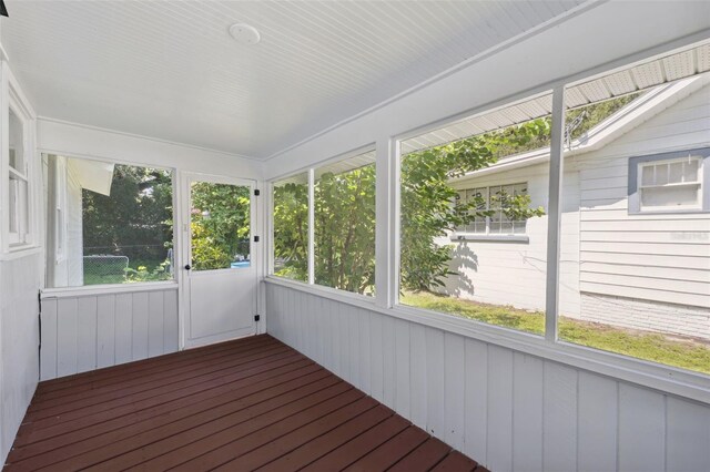 view of unfurnished sunroom