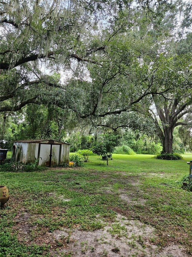 view of yard with an outdoor structure