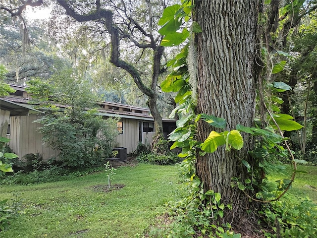 view of yard with central AC unit