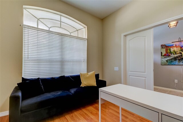 office space featuring light hardwood / wood-style flooring and a healthy amount of sunlight