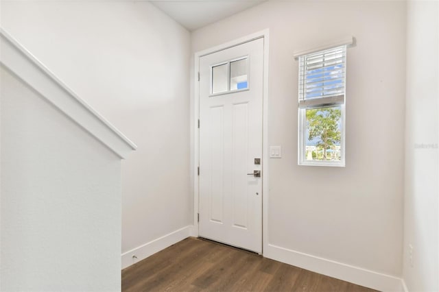 entrance foyer with dark hardwood / wood-style flooring