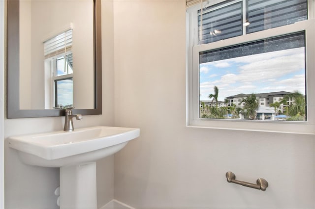 bathroom with plenty of natural light and sink