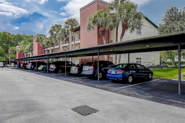 view of parking with a carport