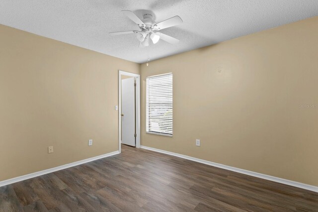 unfurnished room featuring hardwood / wood-style flooring, a textured ceiling, and ceiling fan