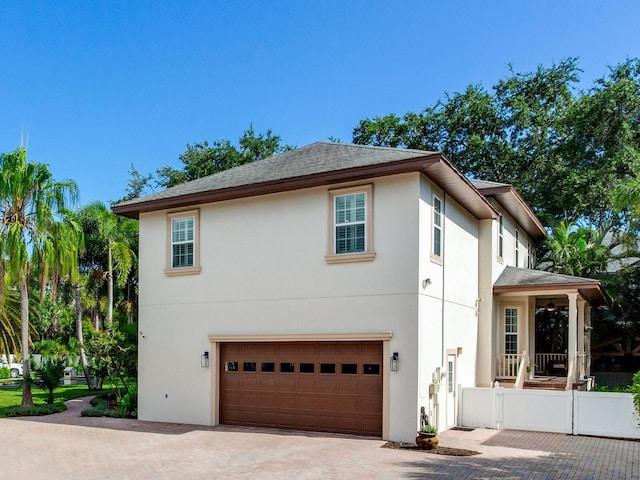 exterior space featuring a garage