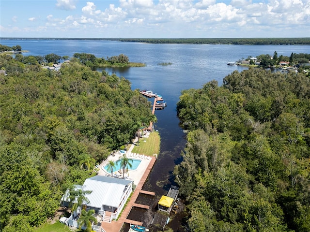 bird's eye view featuring a water view