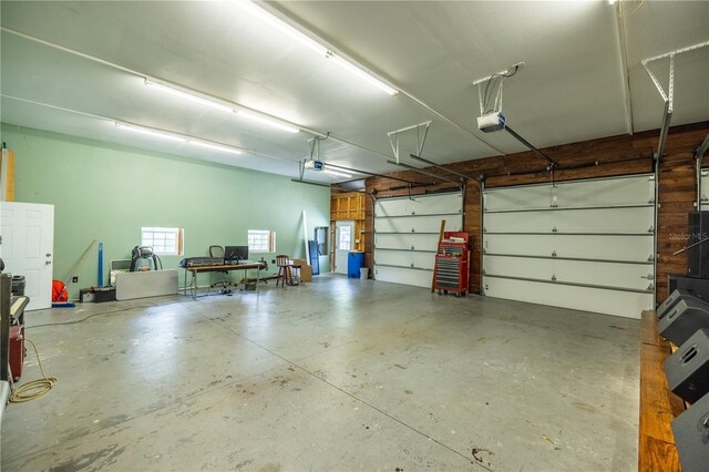 garage with a garage door opener