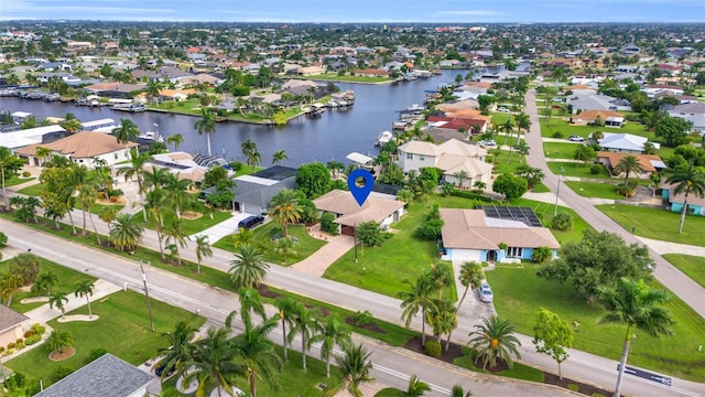 bird's eye view featuring a water view