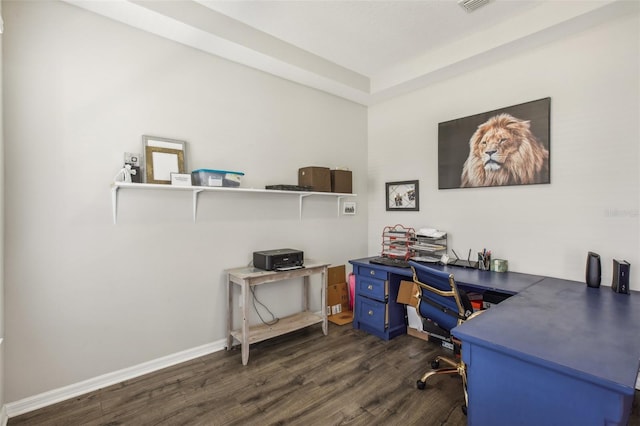 office area featuring dark hardwood / wood-style flooring