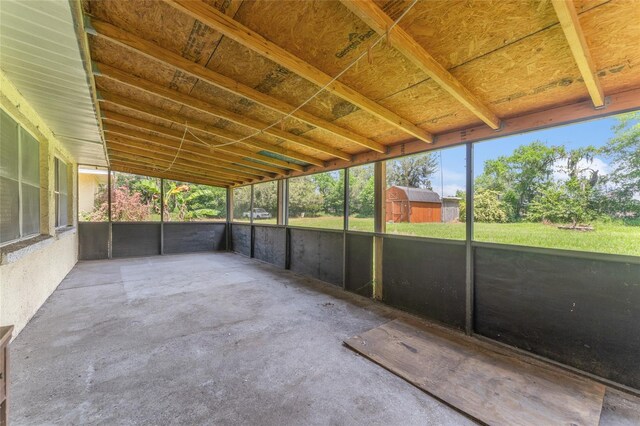 view of unfurnished sunroom