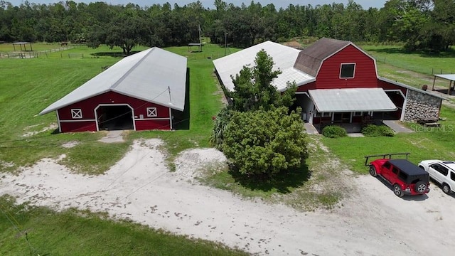 aerial view featuring a rural view