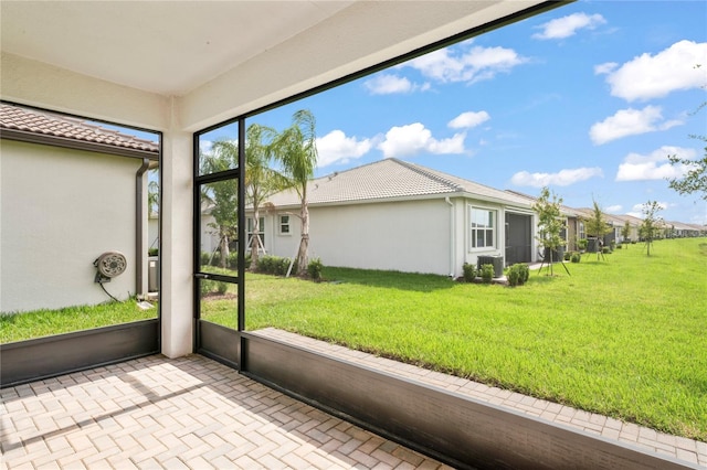 view of unfurnished sunroom