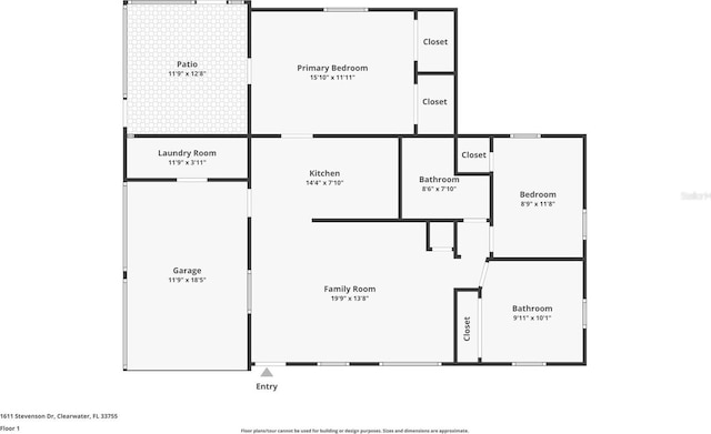 1611 Stevenson Dr, Clearwater, FL 33755 - property floor plan