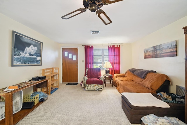 living room with ceiling fan