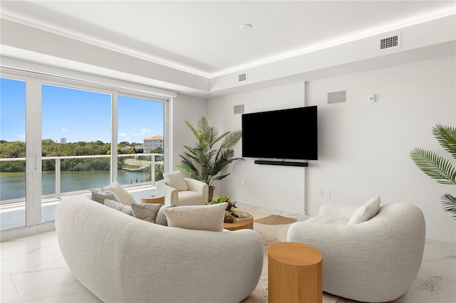 view of tiled living room