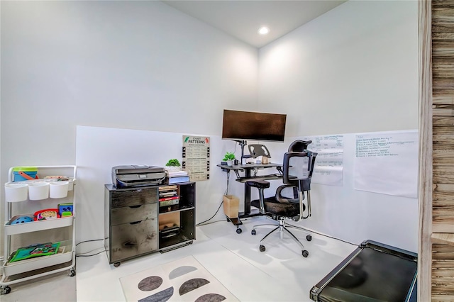 view of tiled home office