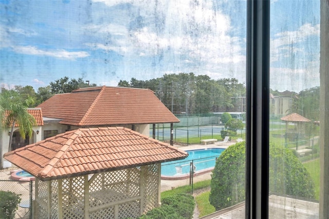 view of pool featuring a gazebo