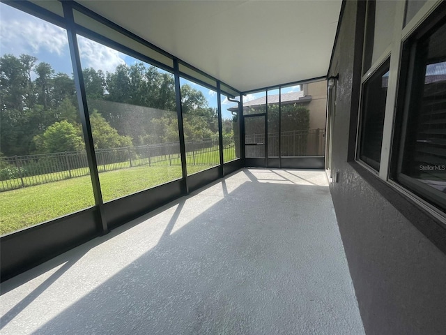 view of unfurnished sunroom