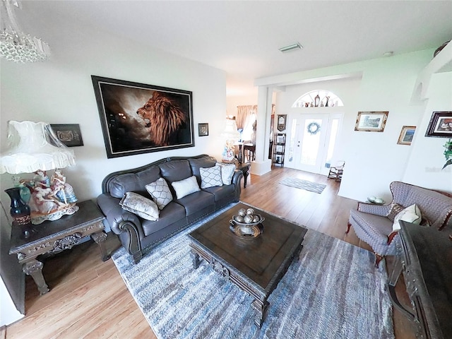 living room featuring hardwood / wood-style floors