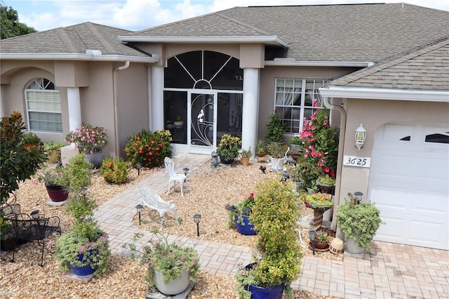 entrance to property with a garage