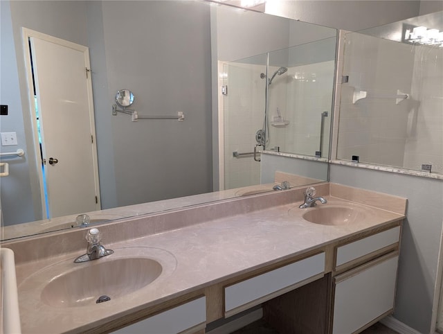 bathroom with vanity and walk in shower