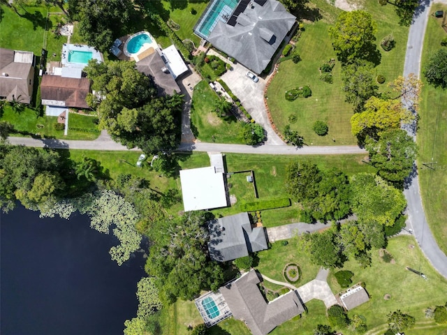 bird's eye view featuring a water view